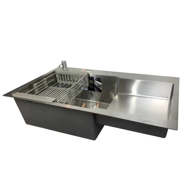 Комплект кухонної мийки Kroner KRP Geb&uuml;rstet - 78х48 LHM (3.0/1.0 мм) L S4737 фото
