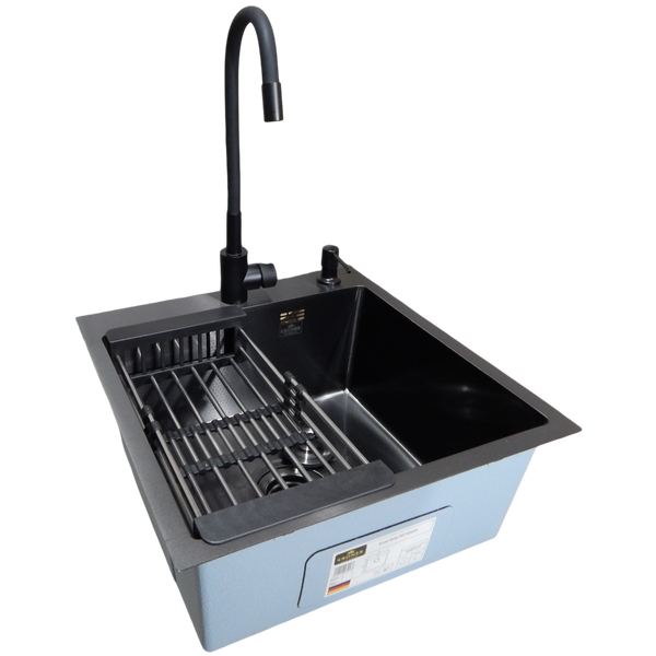 Комплект кухонної мийки Kroner KRP Derby - 5050HM PVD (2,5/0,5 мм) Decor S4937 фото