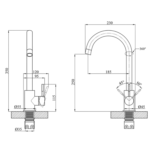 Комплект кухонної мийки Kraft HM 50х50 NANO BLACK (DECOR) PVD (3.0/1.0 мм) S4955 фото