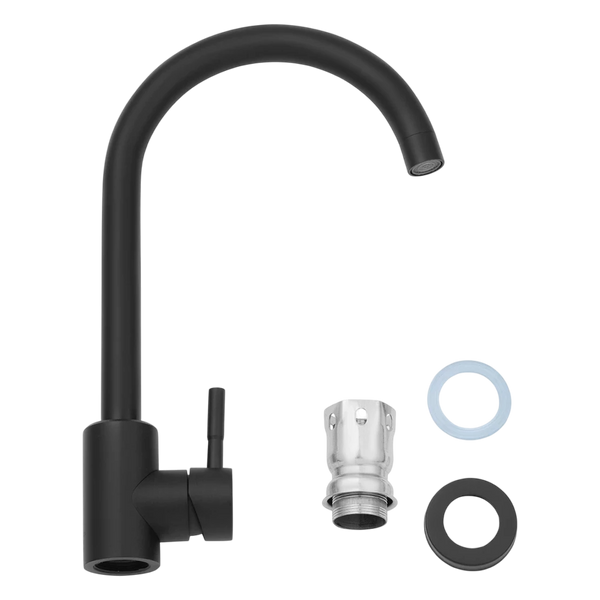 Комплект кухонної мийки Kraft HM 50х50 NANO BLACK (DECOR) PVD (3.0/1.0 мм) S4955 фото