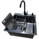Комплект кухонної мийки Kraft HM 50х50 NANO BLACK (DECOR) PVD (3.0/1.0 мм) S4955 фото 2