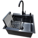 Комплект кухонної мийки Kraft HM 50х50 NANO BLACK (DECOR) PVD (3.0/1.0 мм) S4955 фото 3
