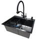 Комплект кухонной мойки Kraft NANO BLACK PVD HS60*45 (3.0/1.0 мм) декор S4987 фото 2