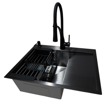 Комплект кухонної мийки Kraft NANO BLACK PVD HS 65х48 (3.0/1.0 мм) S4988 фото