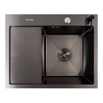 Кухонна мийка CM 58*48 R чорна PVD VALESO Handmade (круглий сифон 3,0/0,8) 45898 фото