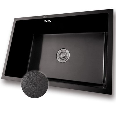 Кухонна мийка чорна з неіржавкої сталі під стільницю глибока Nett NB-6845 24003 фото