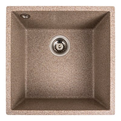 Гранітна мийка для кухні Platinum 4040 RUBA матова карамель 41641 фото