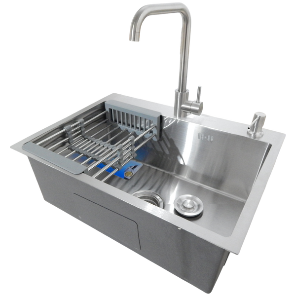 Комплект кухонної мийки Kraft KRF 6045 (3.0/1.0 мм) SATIN S3673 фото