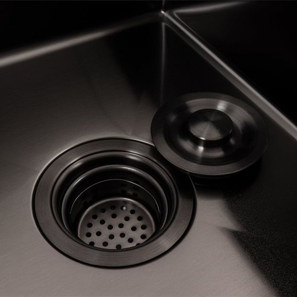 Кухонна мийка CM 58*48 R чорна PVD VALESO Handmade (круглий сифон 3,0/0,8) 45898 фото