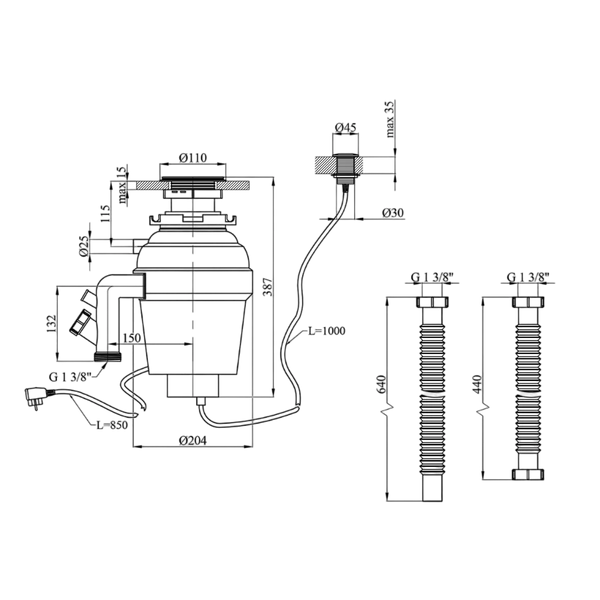 Комплект Подрібнювач та кухонна мийка KRP Geb&uuml;rstet - 6050HM S4638 фото