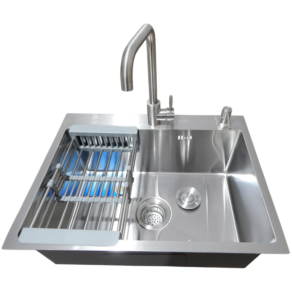 Комплект кухонної мийки Kraft KRF 6045 (3.0/1.0 мм) SATIN S3673 фото