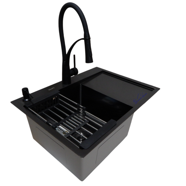 Комплект кухонної мийки Kraft NANO BLACK PVD HS 65х48 (3.0/1.0 мм) S4988 фото