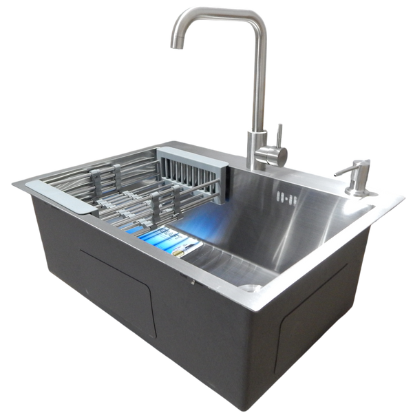 Комплект кухонної мийки Kraft KRF 6045 (3.0/1.0 мм) SATIN S3673 фото
