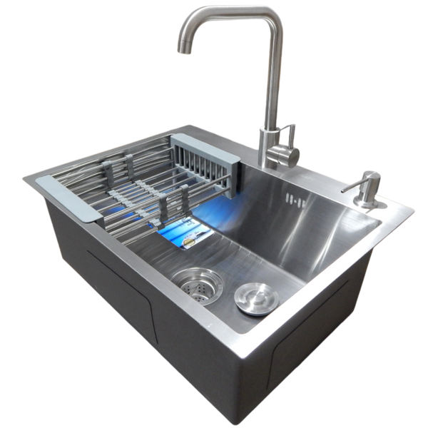 Комплект кухонної мийки Kraft KRF 6045 (3.0/1.0 мм) SATIN S3673 фото