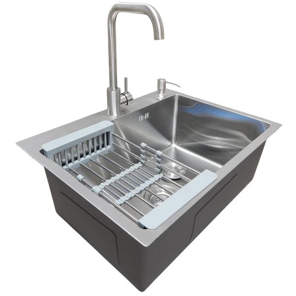 Комплект кухонної мийки Kraft KRF 6045 (3.0/1.0 мм) SATIN S3673 фото