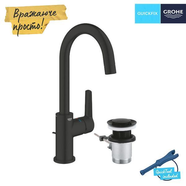 Змішувач для раковини Grohe QuickFix Start L-Size 242032432 з донним клапаном CV036261 фото