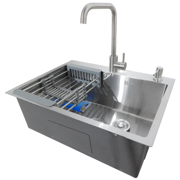 Комплект кухонної мийки Kraft KRF 6045 (3.0/1.0 мм) SATIN S3673 фото