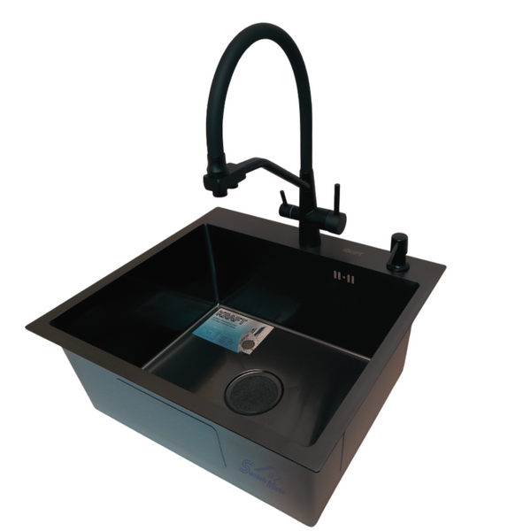 Кухонна мийка Kraft HM 50х50 NANO BLACK PVD (3.0/1.0 мм) S4838 фото