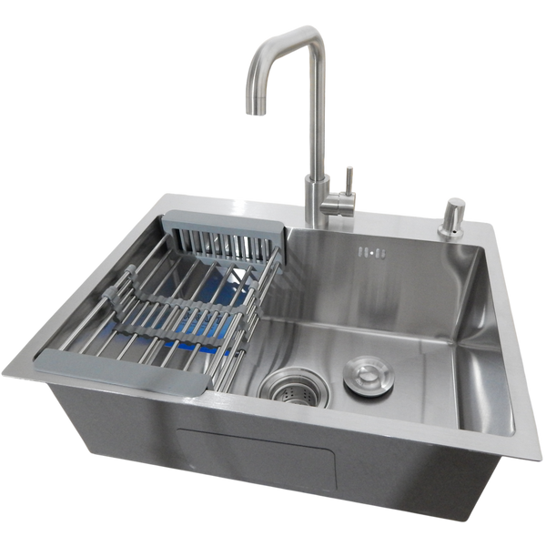 Комплект кухонної мийки Kraft KRF 6045 (3.0/1.0 мм) SATIN S3673 фото
