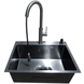Комплект кухонной мойки Kraft NANO BLACK PVD Декор HS60*45 (3.0/1.0 мм)+Смеситель для кухни с выдвижным шлангом S3723 фото 4