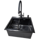 Комплект кухонной мойки Kraft HM 50х50 NANO BLACK PVD (3.0/1.0 мм) DEKOR S3572 фото 5
