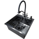 Комплект кухонной мойки Kraft HM 50х50 NANO BLACK PVD (3.0/1.0 мм) DEKOR S3572 фото 1