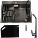 Комплект кухонной мойки Kraft NANO BLACK PVD HS60*45 (3.0/1.0 мм)+Смеситель для кухни с выдвижным изливом S3724 фото