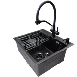 Комплект кухонной мойки Kraft HS 540Х480 NANO BLACK PVD (3.0/1.0 мм) S3573 фото
