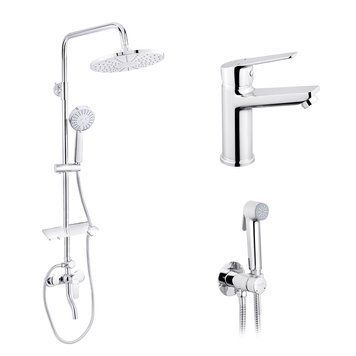 Набор 3 в 1 душевая система Kroner Armada-C064K + смеситель Hagen-C010 + смеситель Bidet-C082 CVS30203 фото