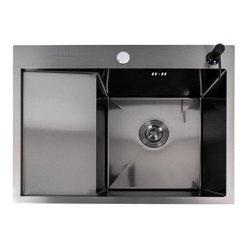 Мойка кухонная нержавеющая сталь PVD черная для кухни VALESO CM 65*50 R D&Eacute;COR Handmade 3.0/0.8 51747 фото