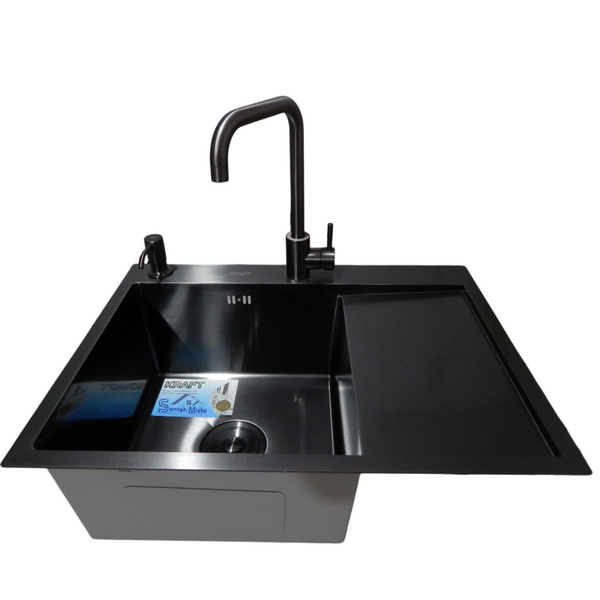 Комплект кухонної мийки Kraft NANO BLACK PVD HS 65х48 (3.0/1.0 мм) S4881 фото