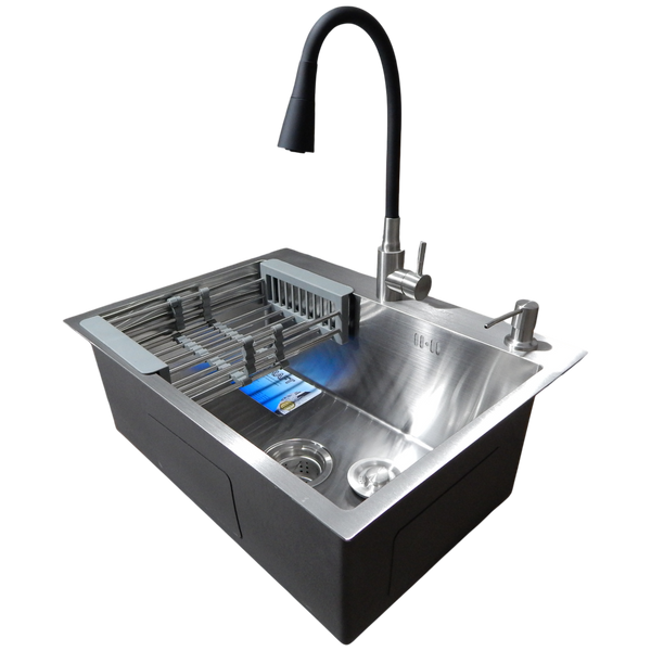Комплект кухонной мойки Kraft HM 6045 (3.0/1.0 мм) SATIN S3674 фото