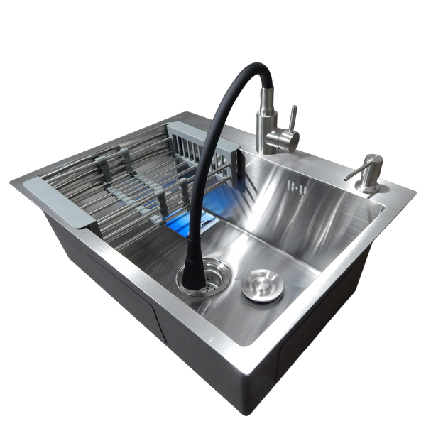 Комплект кухонной мойки Kraft HM 6045 (3.0/1.0 мм) SATIN S3674 фото