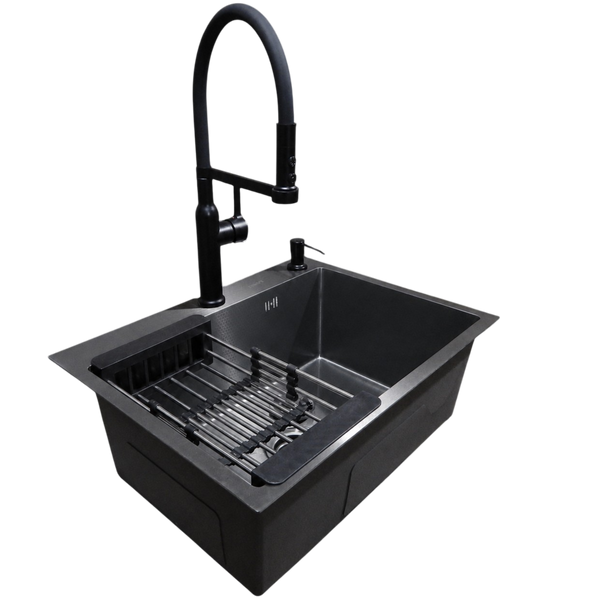 Комплект кухонної мийки Kraft KRF 60х45HM PVD (3.0/1.0 мм) DEKOR S4939 фото