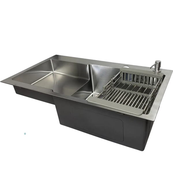 Кухонна мийка Kraft Handmade HM78х48 AR satin(3.0/1.0 мм) крило зліва S7322 фото