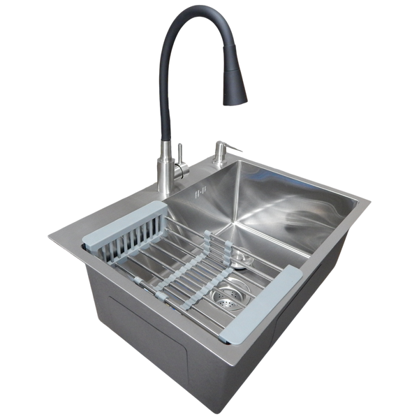 Комплект кухонной мойки Kraft HM 6045 (3.0/1.0 мм) SATIN S3674 фото