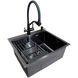Комплект кухонної мийки Kraft HS 540Х480 NANO BLACK PVD (3.0/1.0 мм) S3573 фото 2