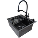 Комплект кухонної мийки Kraft HS 540Х480 NANO BLACK PVD (3.0/1.0 мм) S3573 фото 1