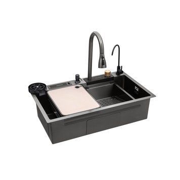 Кухонная мойка Kroner KRP Schwarze - SET7545NB PVD (3.0/0.8 мм) CV033805 фото
