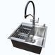 Комплект кухонної мийки Kraft KRF 5050 Handmade HM 500х500х220 Декор (Соти)+Змішувач для кухні Kroner KRP Kuche - C03816BLK З гнучким виливом із підключенням для питної води S5114 фото 2