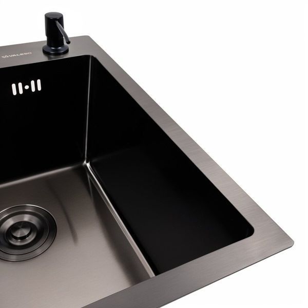 PVD Кухонная раковина Black 40*50 Valeso ручной работы (Siphon Round 3,0/0,8) 45912 фото