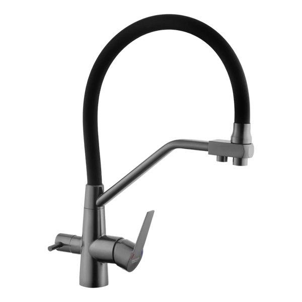 Комплект кухонной мойки Kraft&nbsp;HM&nbsp;NANO BLACK - 7848ALB&nbsp;PVD&nbsp;(3.0/1.0 мм) S4855 фото