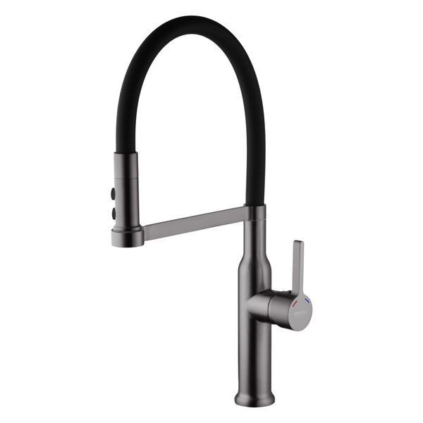 Комплект кухонной мойки Kraft NANO BLACK PVD Декор HS50*50 (3.0/1.0 мм)+Змішувач для кухні Kroner KRP Ersel - GRP03112BLK S5020 фото