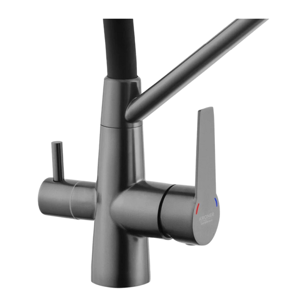 Комплект кухонной мойки Kraft&nbsp;HM&nbsp;NANO BLACK - 7848ALB&nbsp;PVD&nbsp;(3.0/1.0 мм) S4855 фото