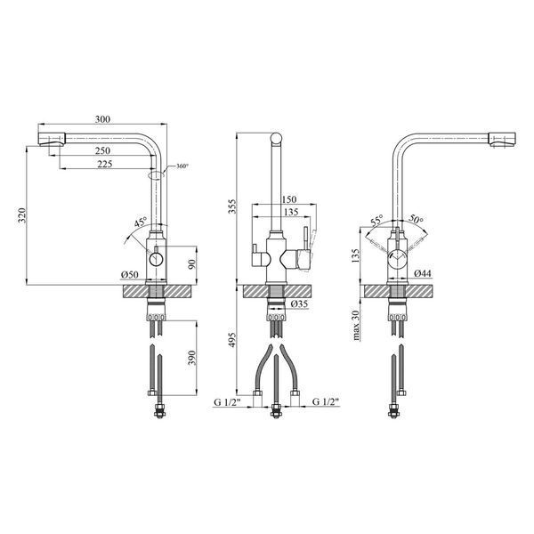 Комплект кухонной мойка Kraft KRF 5448 decor (3.0/1.0 мм) S5129 фото