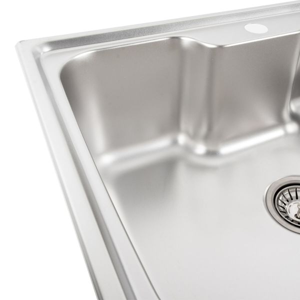 Кухонна мийка з нержавіючої сталі Platinum САТИН 6043 (0,8/180 мм) 11446 фото