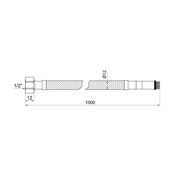 Гнучка підводка для підключення змішувача Kroner KRP - 100 1/2"хМ10 в обплетенні з нержавіючої сталі (пара) CV023691 фото