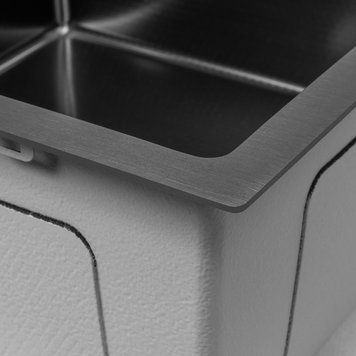 Комплект кухонной мойки Kraft NANO BLACK PVD HS60*45 (3.0/1.0 мм) декор S4941 фото