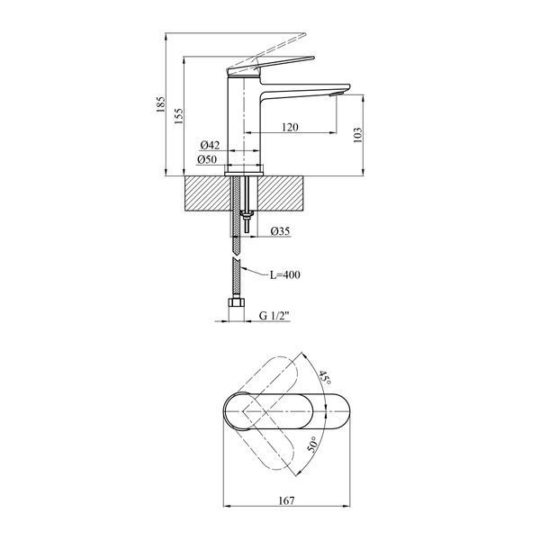 Змішувач для раковини Kroner Element 211110-0101 CV035939 фото