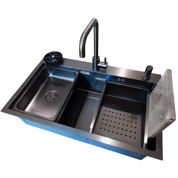 Комплект кухонної мийки Kraft HM 6845 NANO BLACK S4841 фото